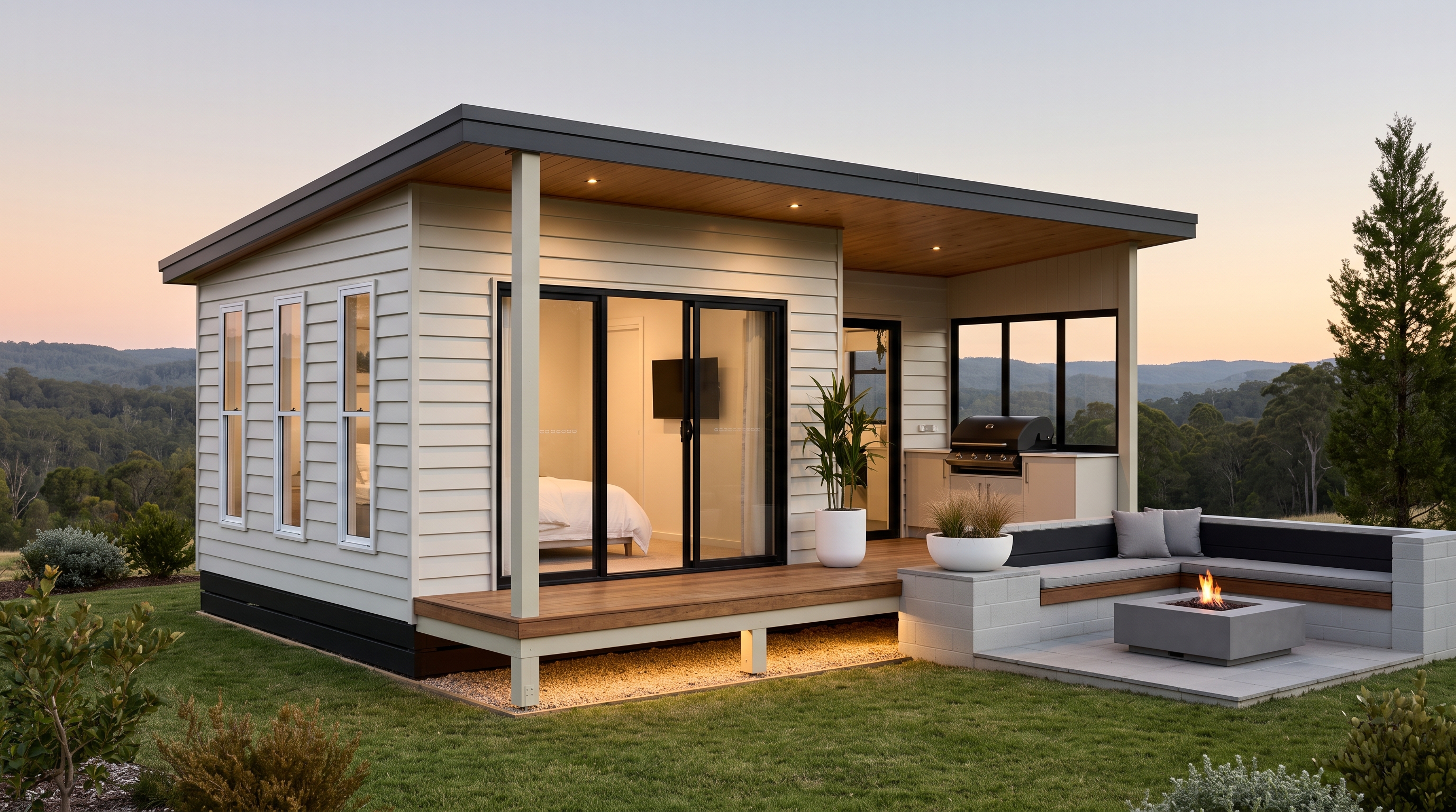SmartSpace Glamping Pod - Architectural Dusk View